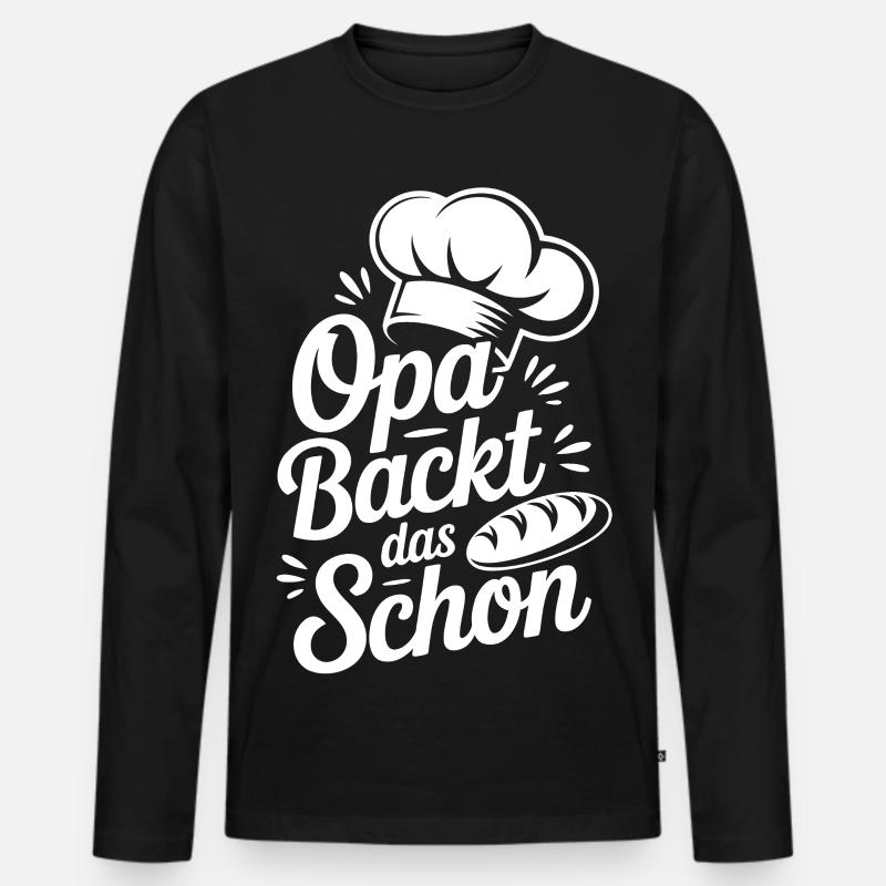 Opa Backt Das Schon - Männer Premium Bio Langarmshirt - Schwarz