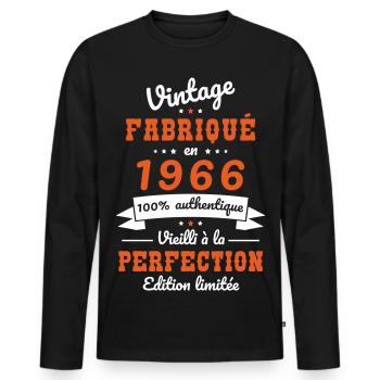 1966 – Vintage – Aged to perfection - Men's Premium Organic Long Sleeve Shirt - black - Front - Nico (187cm)
