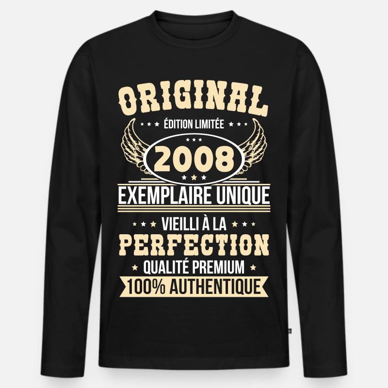 2008 – Einzigartiges Exemplar – Premiumqualität - Männer Premium Bio Langarmshirt - Schwarz