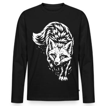 Tribal Fuchs – Wildes Waldtier Motiv - Männer Premium Bio Langarmshirt - Schwarz - Vorne - Nico (187cm)