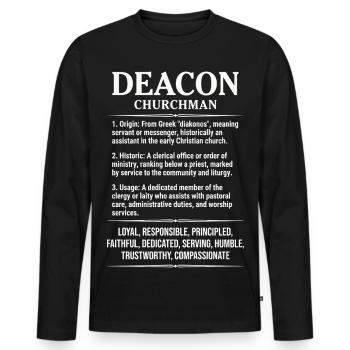 Définition religieuse de l’Église Diacre - T-shirt manches longues Premium bio Homme - noir - Devant - Nico (187cm)