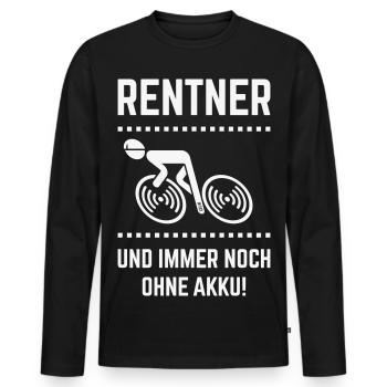 Rentner Und Immer Noch Ohne Akku! (Radfahrer / W) - Männer Premium Bio Langarmshirt - Schwarz - Vorne - Nico (187cm)