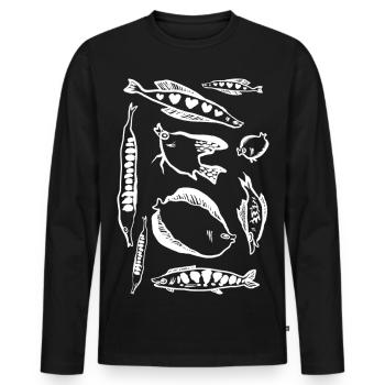 PISCES - Men's Premium Organic Long Sleeve Shirt - black - Front - Nico (187cm)