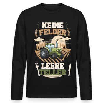 Bauer Keine Felder leere Teller - Männer Premium Bio Langarmshirt - Schwarz - Vorne - Nico (187cm)