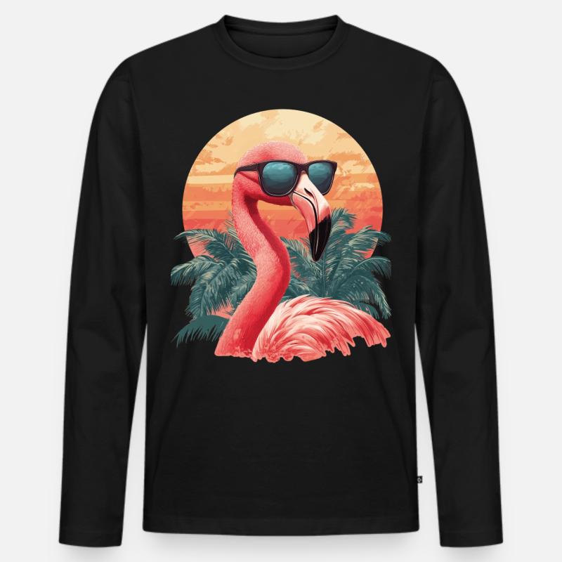 Flamingo - Männer Premium Bio Langarmshirt - Schwarz