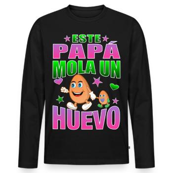 Ce papa berce un œuf - T-shirt manches longues Premium bio Homme - noir - Devant - Nico (187cm)