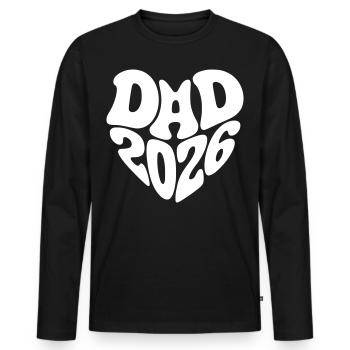 Dad 2026 Herzform Vater Baby Herz Form Papa 2026 - Männer Premium Bio Langarmshirt - Schwarz - Vorne - Nico (187cm)