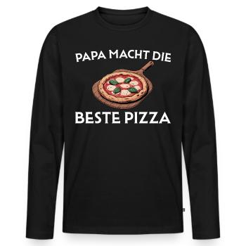 Pizzabäcker Papa macht die beste Pizza - Männer Premium Bio Langarmshirt - Schwarz - Vorne - Nico (187cm)