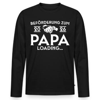 Papa 2026 loading - Vaterschaft - Männer Premium Bio Langarmshirt - Schwarz - Vorne - Nico (187cm)