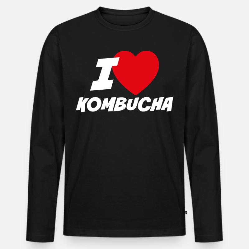 Ich liebe Kombucha - Männer Premium Bio Langarmshirt - Schwarz