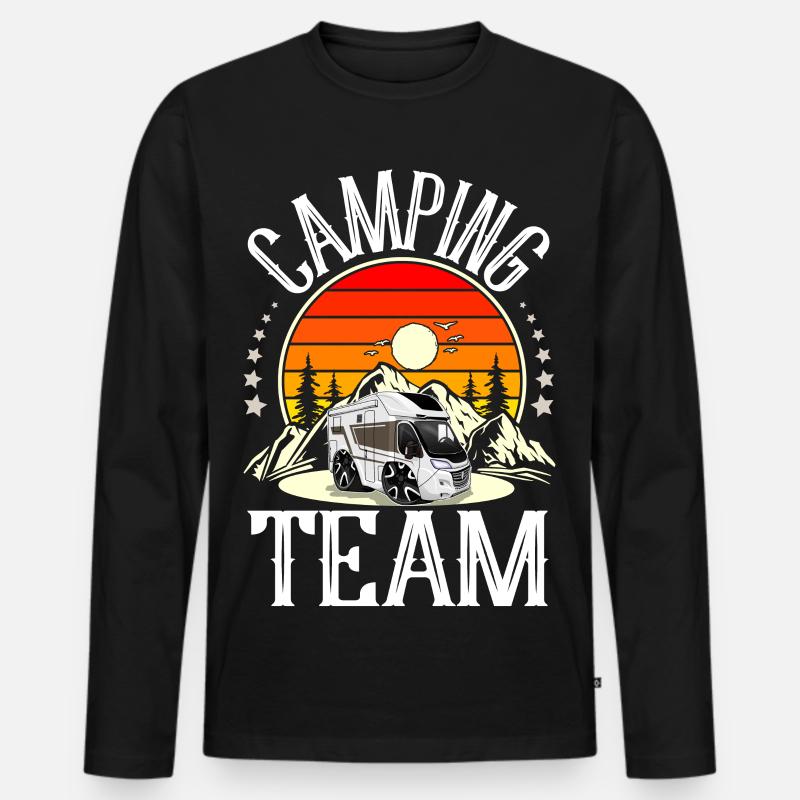 Camping Team - Männer Premium Bio Langarmshirt - Schwarz