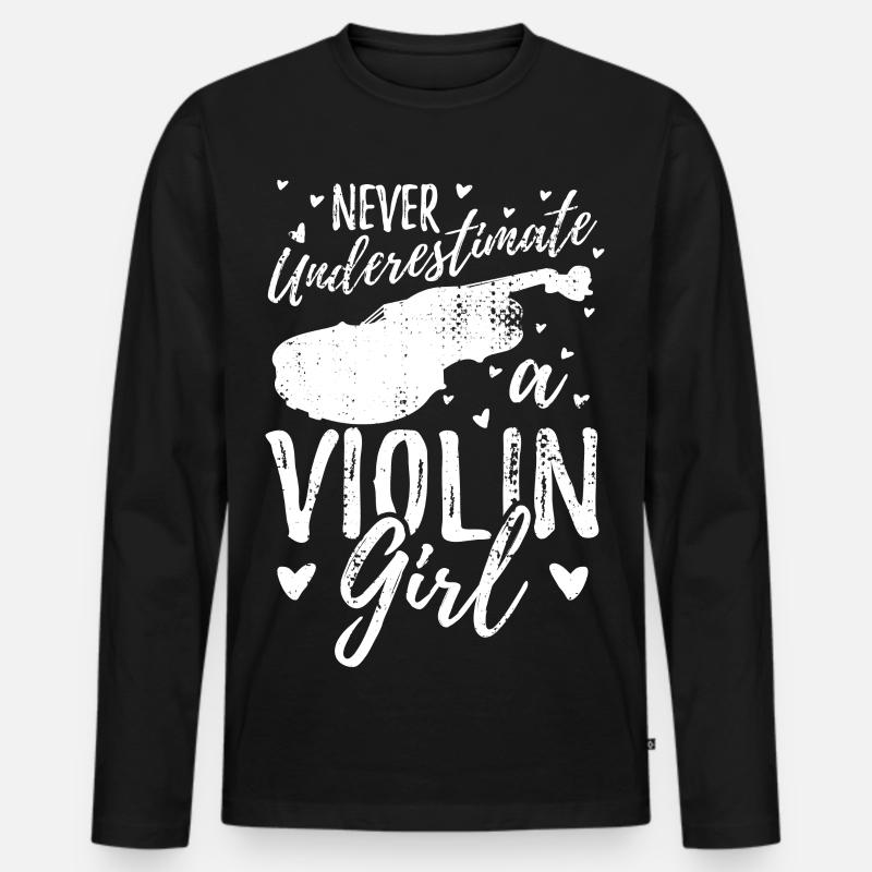 Geigenmädchen - Männer Premium Bio Langarmshirt - Schwarz