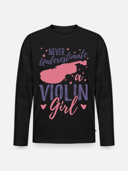Never underestimate a violinist - Men's Premium Organic Long Sleeve Shirt - black