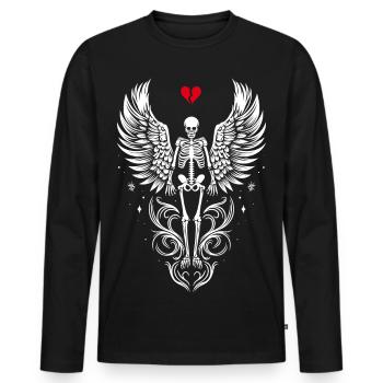 Skeleton with wings Anti Valentines Day - Men's Premium Organic Long Sleeve Shirt - black - Front - Nico (187cm)