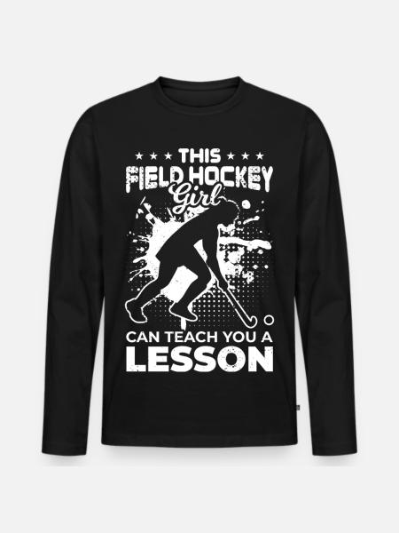 Hockey Mädchen - Männer Premium Bio Langarmshirt - Schwarz