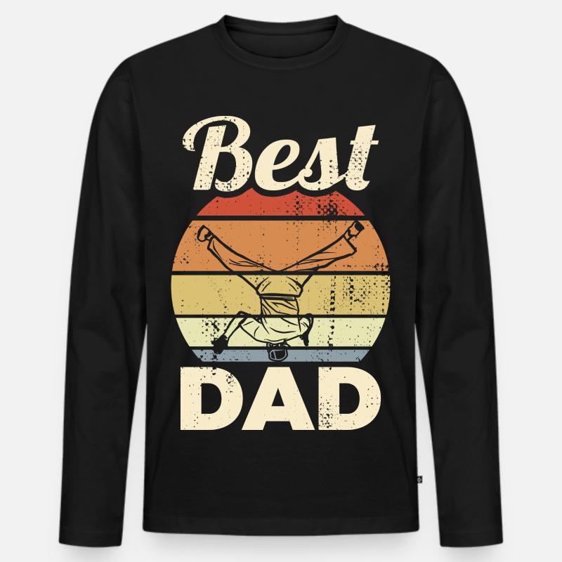 Bester Breakdance Papa - Männer Premium Bio Langarmshirt - Schwarz