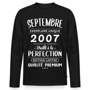 18th Birthday - September 2007 Perfection - Men's Premium Organic Long Sleeve Shirt - black - Front - Nico (187cm)