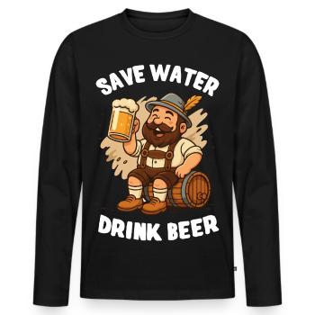 Save water, drink Beer - Sicher Wasser, trink Bier - Men's Premium Organic Long Sleeve Shirt - black - Front - Nico (187cm)