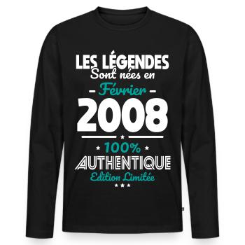 18th Birthday - Legends born February 2008 - Men's Premium Organic Long Sleeve Shirt - black - Front - Nico (187cm)