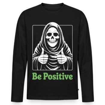 Be Positive Grim Reaper - Men's Premium Organic Long Sleeve Shirt - black - Front - Nico (187cm)