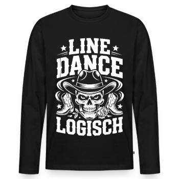 Line Dance Skull Cowboy - Men's Premium Organic Long Sleeve Shirt - black - Front - Nico (187cm)