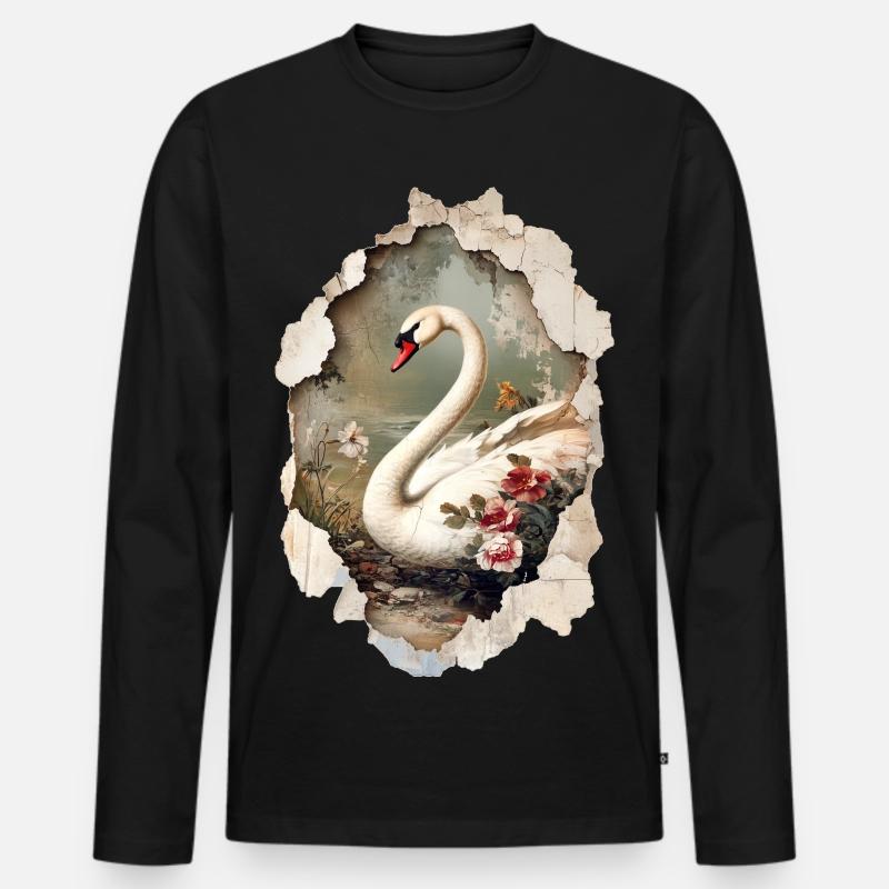 Schwan - Männer Premium Bio Langarmshirt - Schwarz