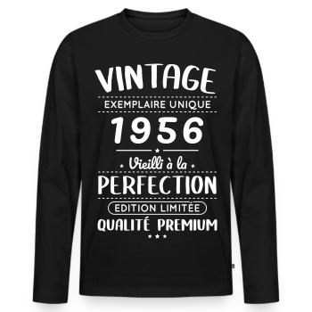 1956 – Vintage – Aged to perfection - Men's Premium Organic Long Sleeve Shirt - black - Front - Nico (187cm)