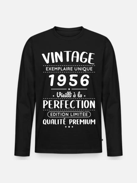 1956 – Jahrgang – Perfekt gereift - Männer Premium Bio Langarmshirt - Schwarz