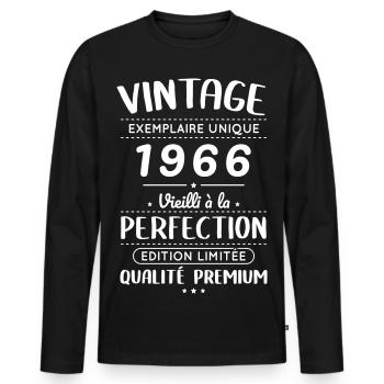 1966 – Vintage – Aged to perfection - Men's Premium Organic Long Sleeve Shirt - black - Front - Nico (187cm)