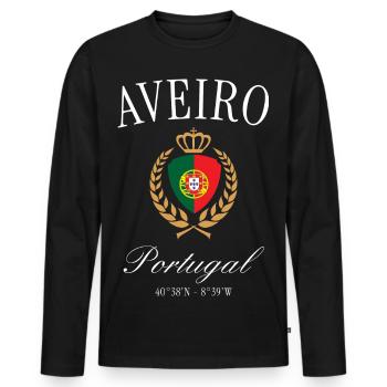 Couronne des armoiries d’Aveiro Portugal – Souvenir de voyage - T-shirt manches longues Premium bio Homme - noir - Devant - Nico (187cm)
