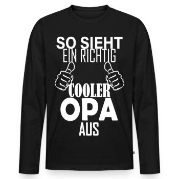 So sieht ein richtig cooler Opa aus Spruch - Männer Premium Bio Langarmshirt - Schwarz - Vorne - Nico (187cm)