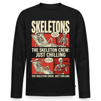 Skeleton Crew Just Chilling - Männer Premium Bio Langarmshirt - Schwarz - Vorne - Nico (187cm)