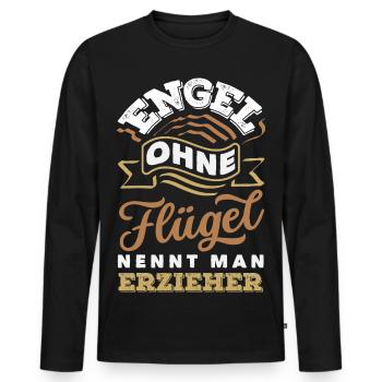 Engel Ohne Flügel Erzieher Kindergarten Spruch - Männer Premium Bio Langarmshirt - Schwarz - Vorne - Nico (187cm)