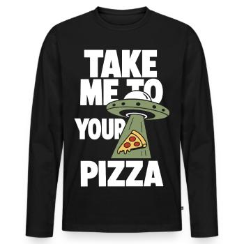 Take Me to Your Pizza UFO - Men's Premium Organic Long Sleeve Shirt - black - Front - Nico (187cm)