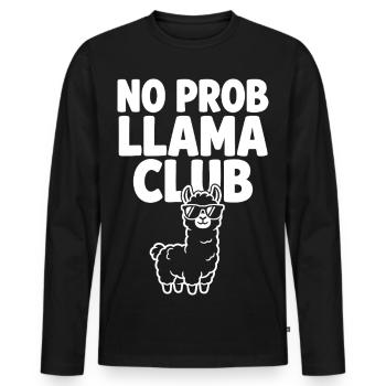 No Prob Llama Club avec des lunettes de soleil cool - T-shirt manches longues Premium bio Homme - noir - Devant - Nico (187cm)