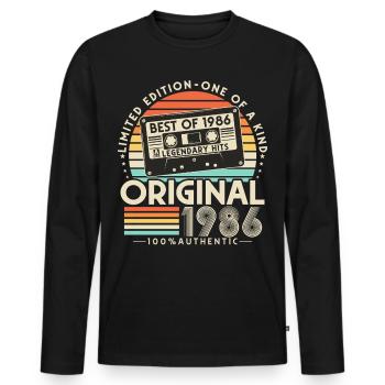 1986 Vintage Vintage Rétro Cadeau d’anniversaire - T-shirt manches longues Premium bio Homme - noir - Devant - Nico (187cm)