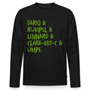 KoboldKroniken Main characters Green Writing - Men's Premium Organic Long Sleeve Shirt - black - Front - Nico (187cm)