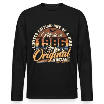 1986 Vintage Vintage Rétro Cadeau d’anniversaire - T-shirt manches longues Premium bio Homme - noir - Devant - Nico (187cm)