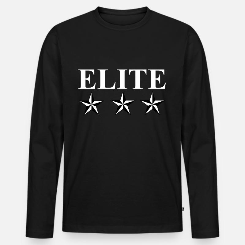 Elite - Männer Premium Bio Langarmshirt - Schwarz