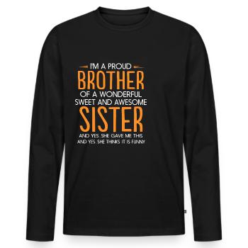 Ich bin ein stolzer Bruder - Männer Premium Bio Langarmshirt - Schwarz - Vorne - Nico (187cm)
