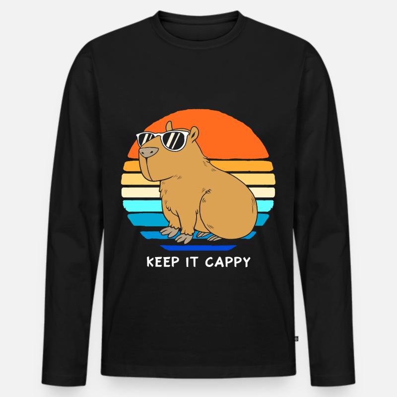 Capybara Capibara - Männer Premium Bio Langarmshirt - Schwarz