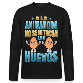 The entertainer does not touch her balls - Men's Premium Organic Long Sleeve Shirt - black - Front - Nico (187cm)