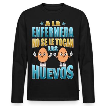 The nurse does not touch her balls - Men's Premium Organic Long Sleeve Shirt - black - Front - Nico (187cm)