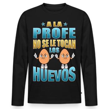 Die Lehrerin rührt ihre Eier nicht an - Männer Premium Bio Langarmshirt - Schwarz - Vorne - Nico (187cm)