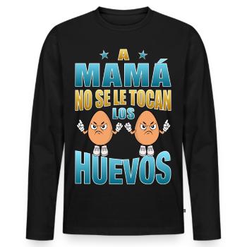 Mom doesn't touch her balls - Men's Premium Organic Long Sleeve Shirt - black - Front - Nico (187cm)