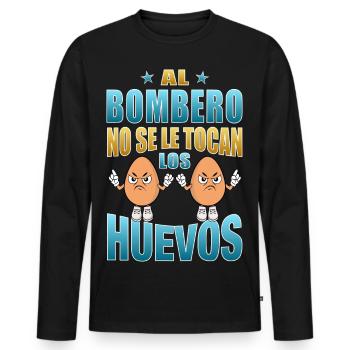 The firefighter does not touch his balls - Men's Premium Organic Long Sleeve Shirt - black - Front - Nico (187cm)