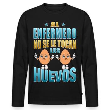 Die Eier der Krankenschwester werden nicht berührt - Männer Premium Bio Langarmshirt - Schwarz - Vorne - Nico (187cm)