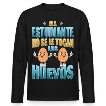 L’élève ne touche pas ses couilles - T-shirt manches longues Premium bio Homme - noir - Devant - Nico (187cm)