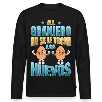 The farmer does not touch his eggs - Men's Premium Organic Long Sleeve Shirt - black - Front - Nico (187cm)
