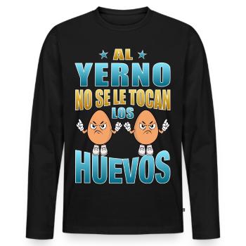 Der Schwiegersohn rührt seine Eier nicht an - Männer Premium Bio Langarmshirt - Schwarz - Vorne - Nico (187cm)